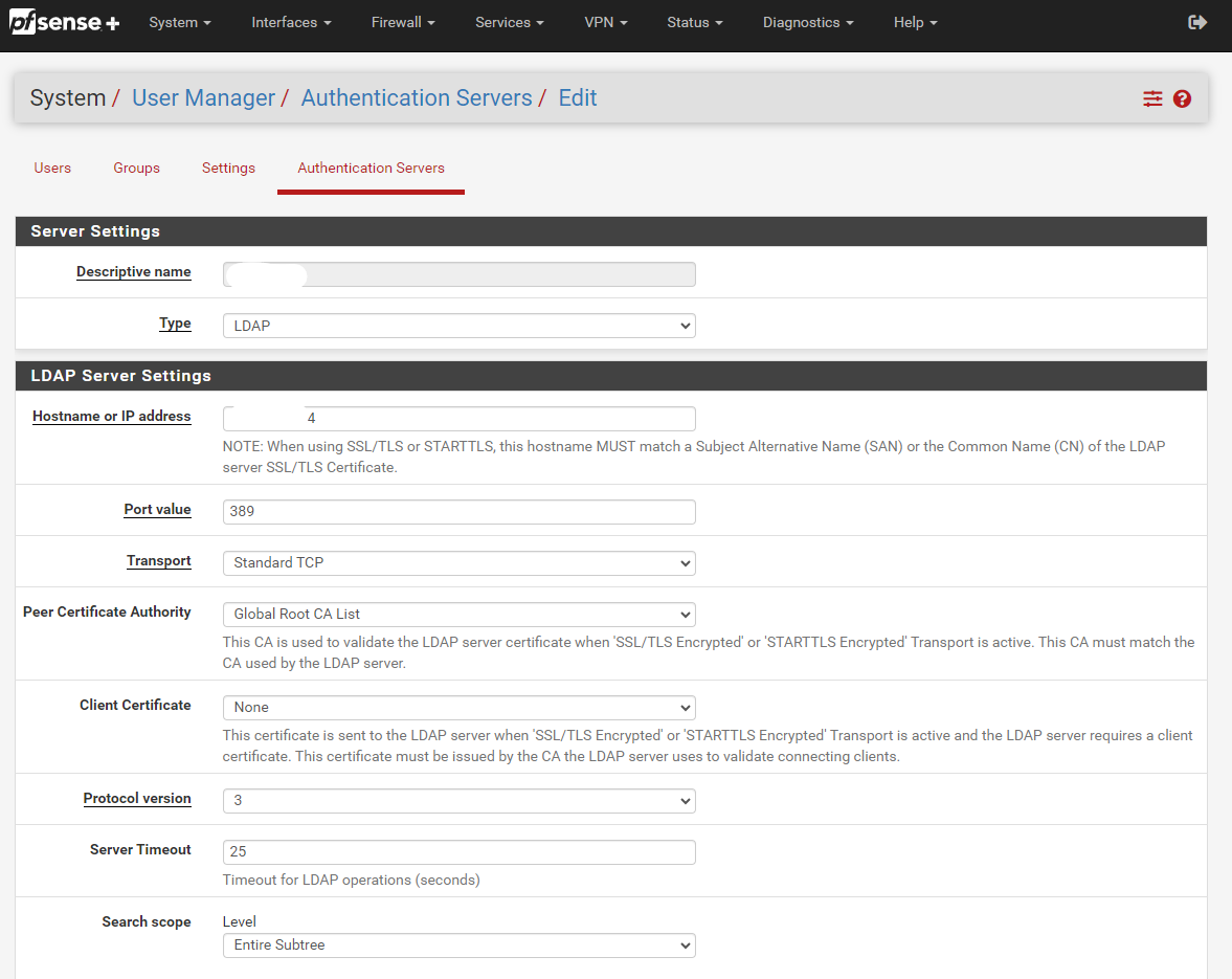 PFSense LDAP